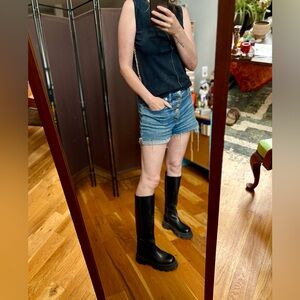 ALOHAS Black Chunky Sole Engineer Boots